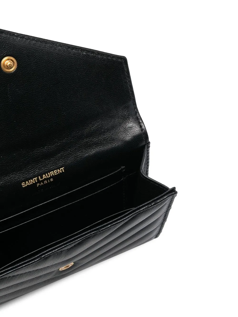 Shop Saint Laurent Monogram Quilted Wallet In Black