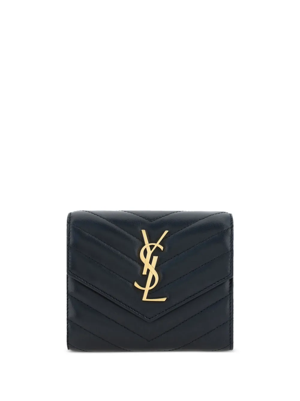 Saint Laurent logo-plaque quilted wallet