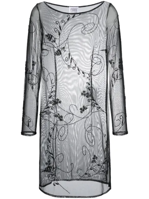 Gianfranco Ferré Pre-Owned 1990s floral-embroidered long-sleeved dress