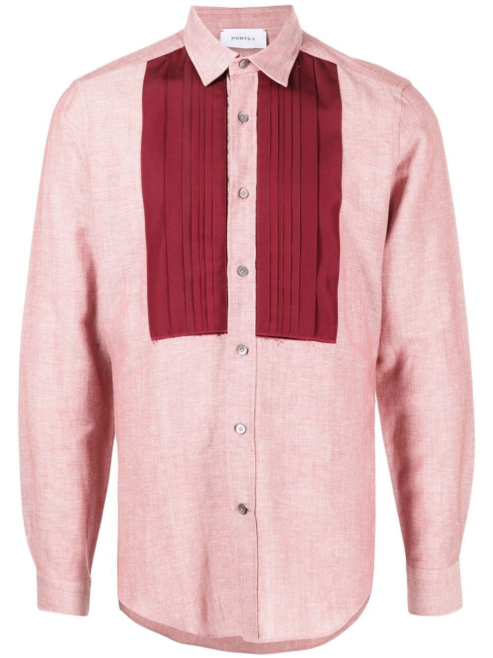 Ports V Two-tone Long-sleeve Shirt In Red