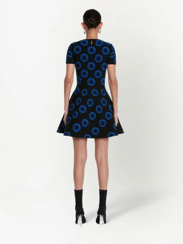 Alexander McQueen Iris Pattern Flared Knit Dress Black FARFETCH AZ