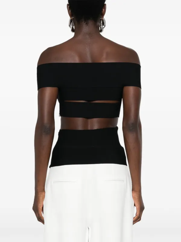 Tシャツ・カットソー Mcqueen Off-Shoulder Cropped Top Alexander McQueen cut-out off-shoulder Top | Black | FARFETCH