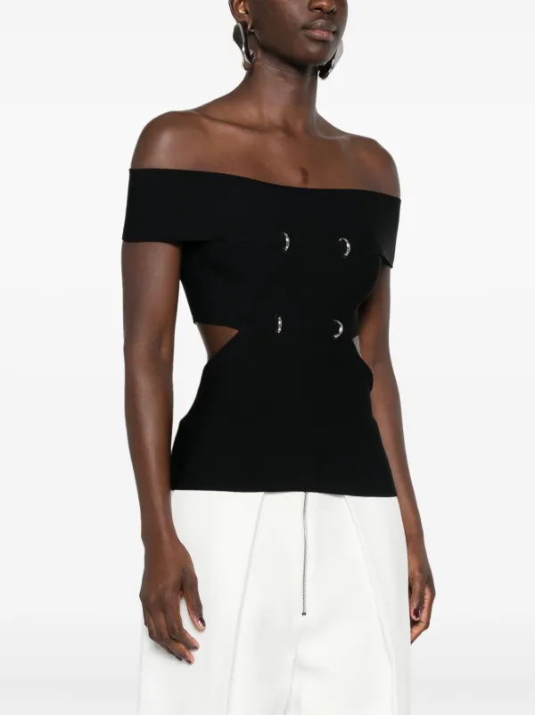 Tシャツ・カットソー alexander mcqueen Off-shoulder cropped top 23AW NEW】Alexander mcqueen / オフショルダー ニットトップ
