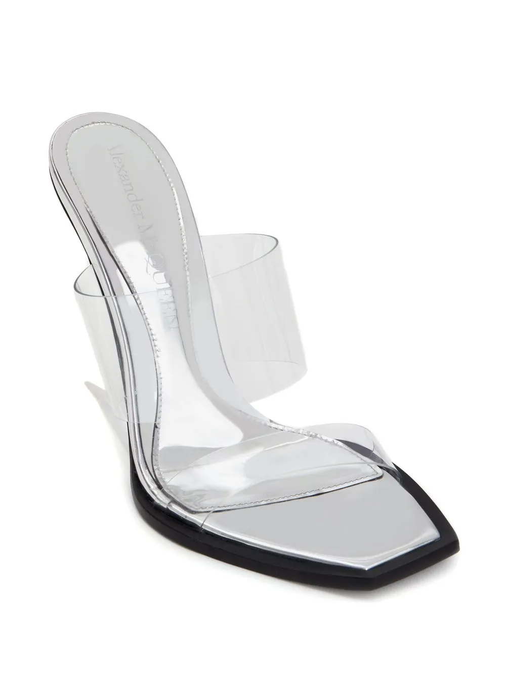 Shop Alexander Mcqueen Square-toe Wedge-platform Sandals In Silver