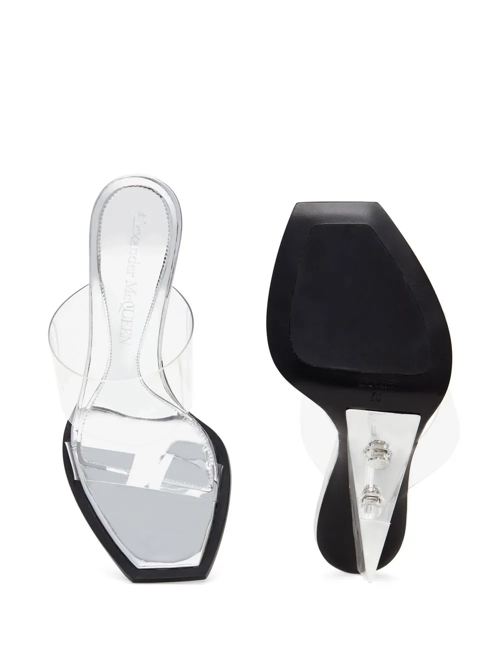 Shop Alexander Mcqueen Square-toe Wedge-platform Sandals In Silver