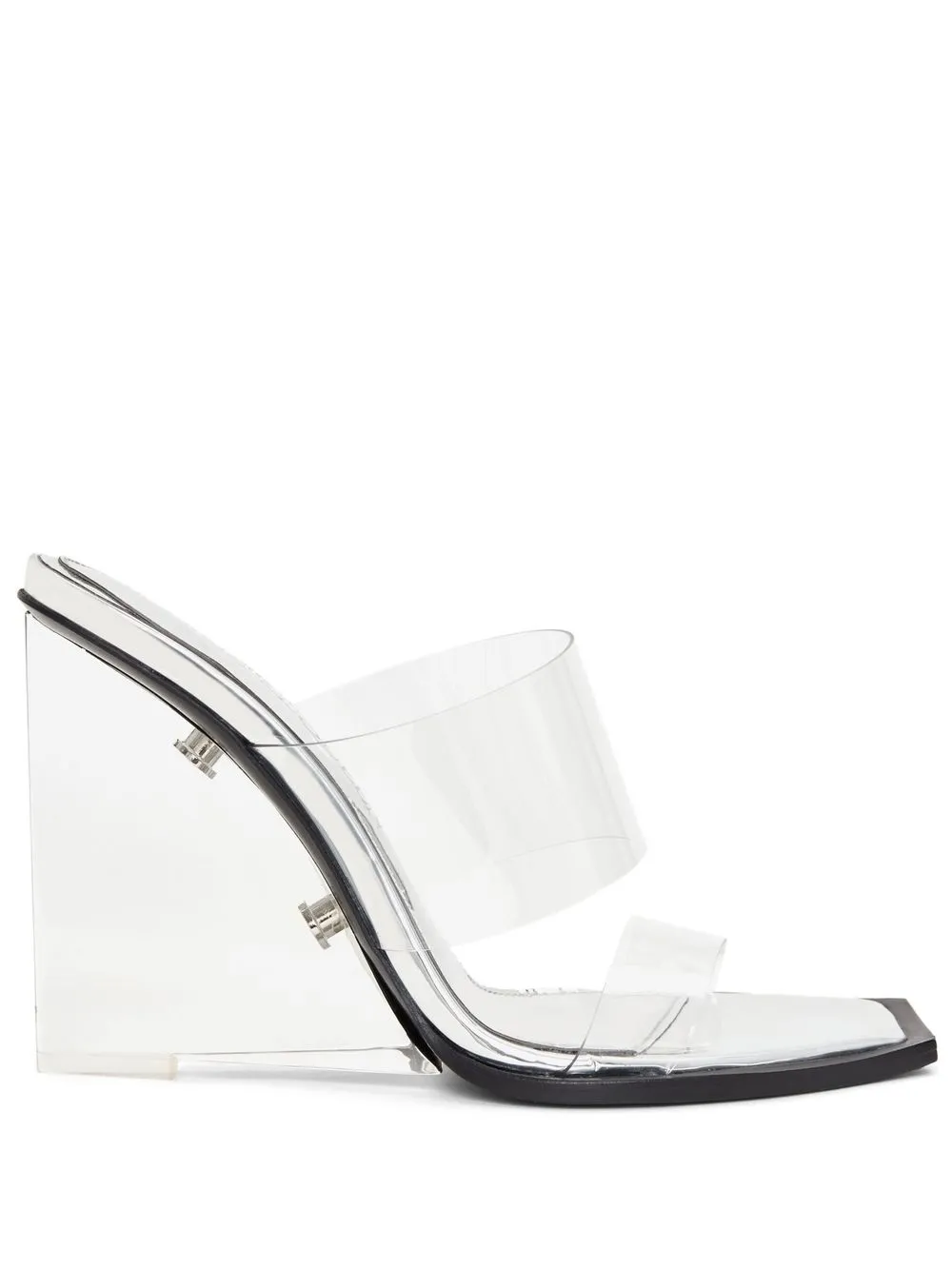 Shop Alexander Mcqueen Square-toe Wedge-platform Sandals In Silver