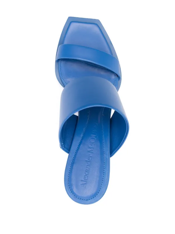Alexander McQueen 75mm Platform Leather Sandals | Blue  display picture 3
