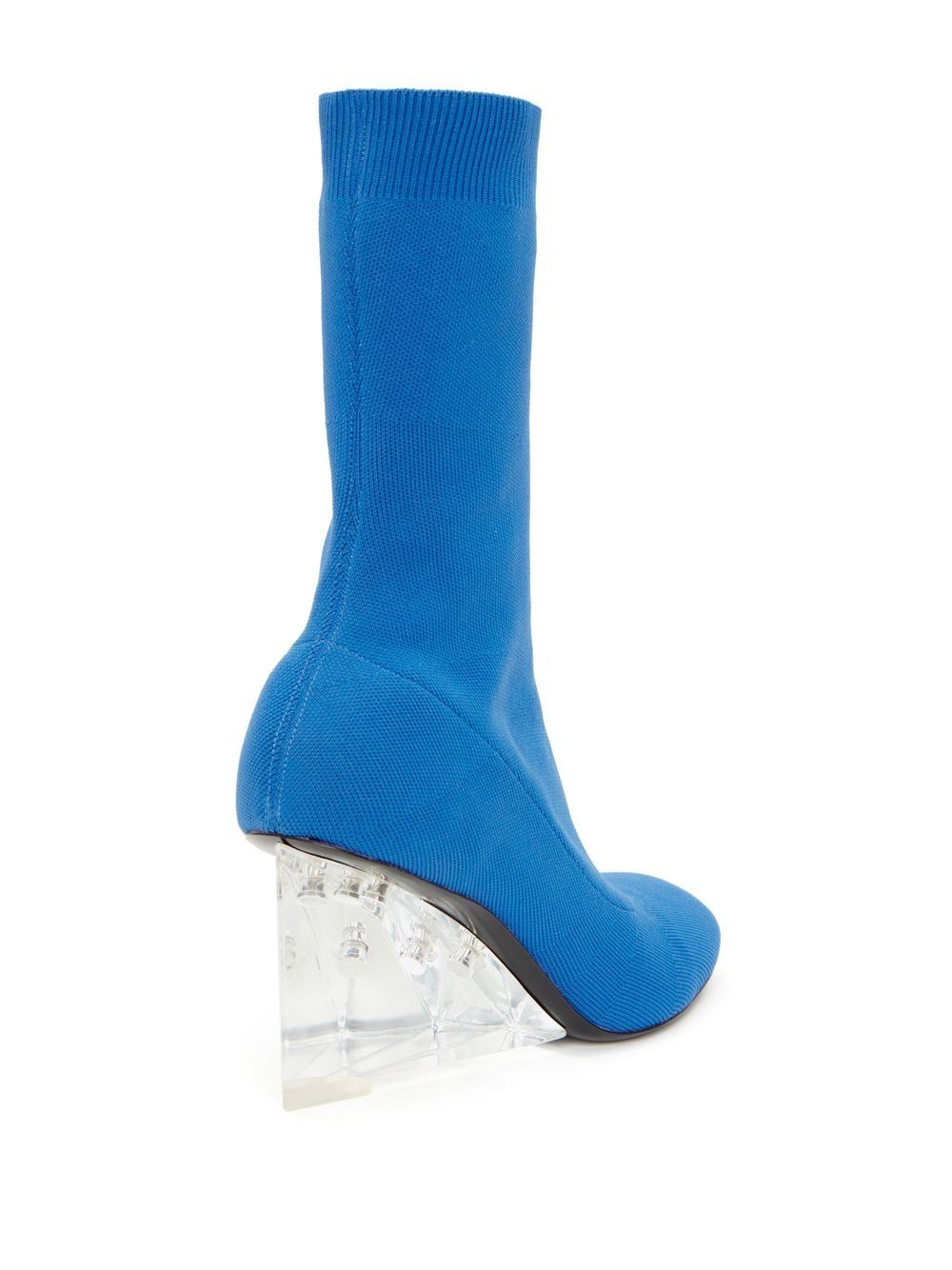 Shop Alexander Mcqueen Shard Transparent Heel Sock Boots In Blue