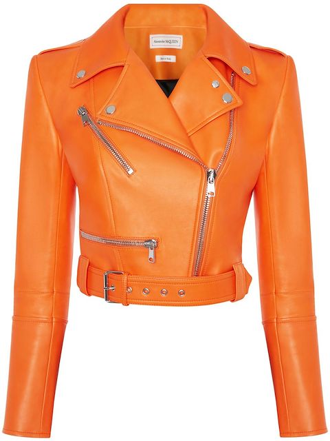 Alexander McQueen cropped leather biker jacket
