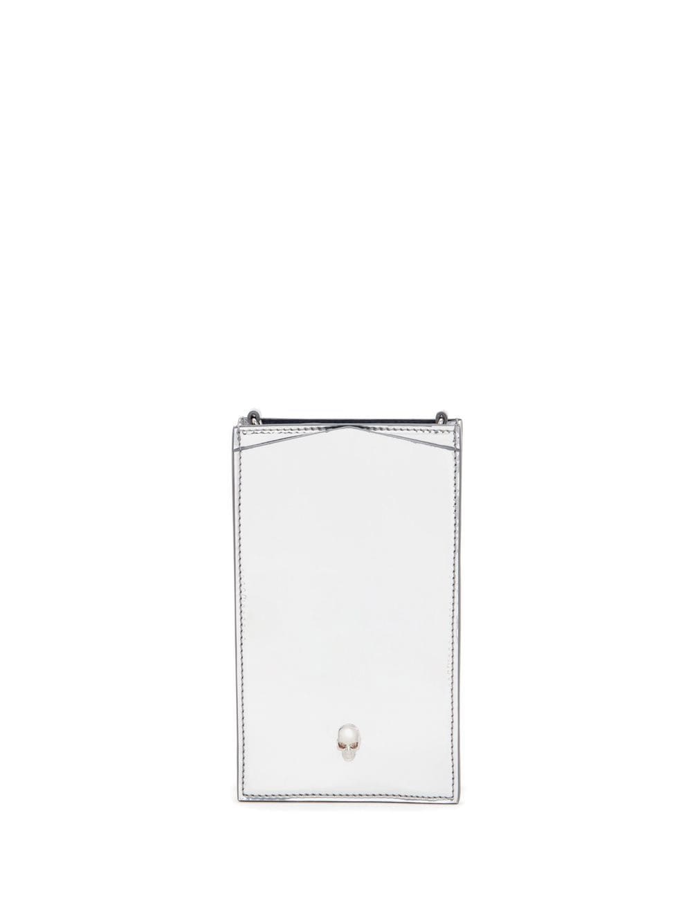 Shop Alexander Mcqueen Skull-appliqué Leather Phone Bag In Silver