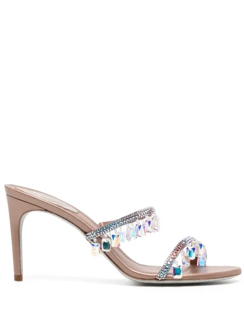 René Caovilla crystal-embellished 80mm mules