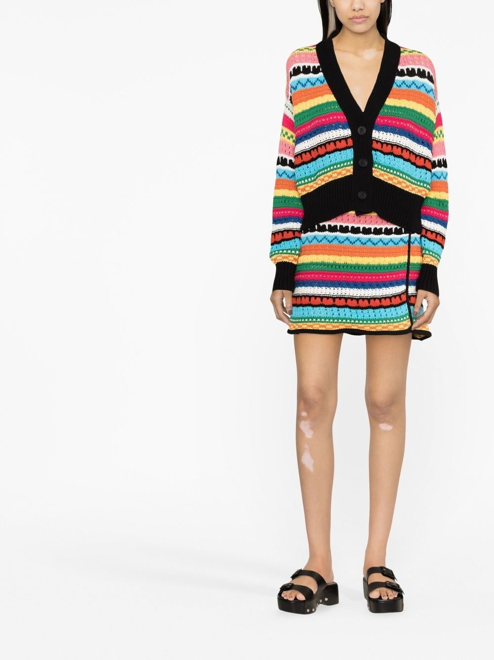 Shop Alanui Over The Horizon Crochet Miniskirt In Black