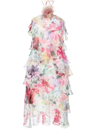 floral chiffon midi dress