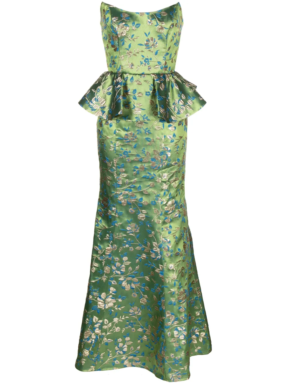 Marchesa Notte Floral-embroidery Dress In Green | ModeSens