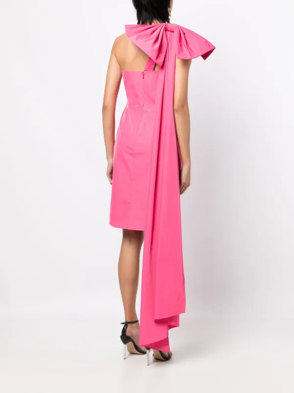 Marchesa Notte one-shoulder Taffeta Mini Dress | Pink