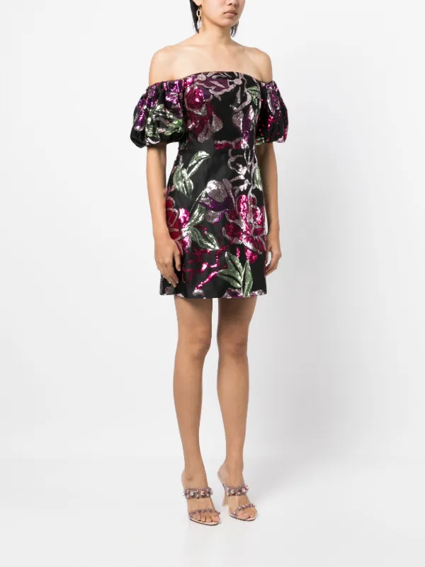 Marchesa Notte sequin-embellishment Dress | Black | FARFETCH OM