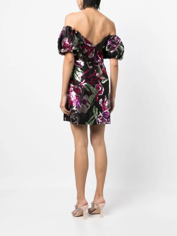Marchesa Notte sequin-embellishment Dress | Black | FARFETCH JO