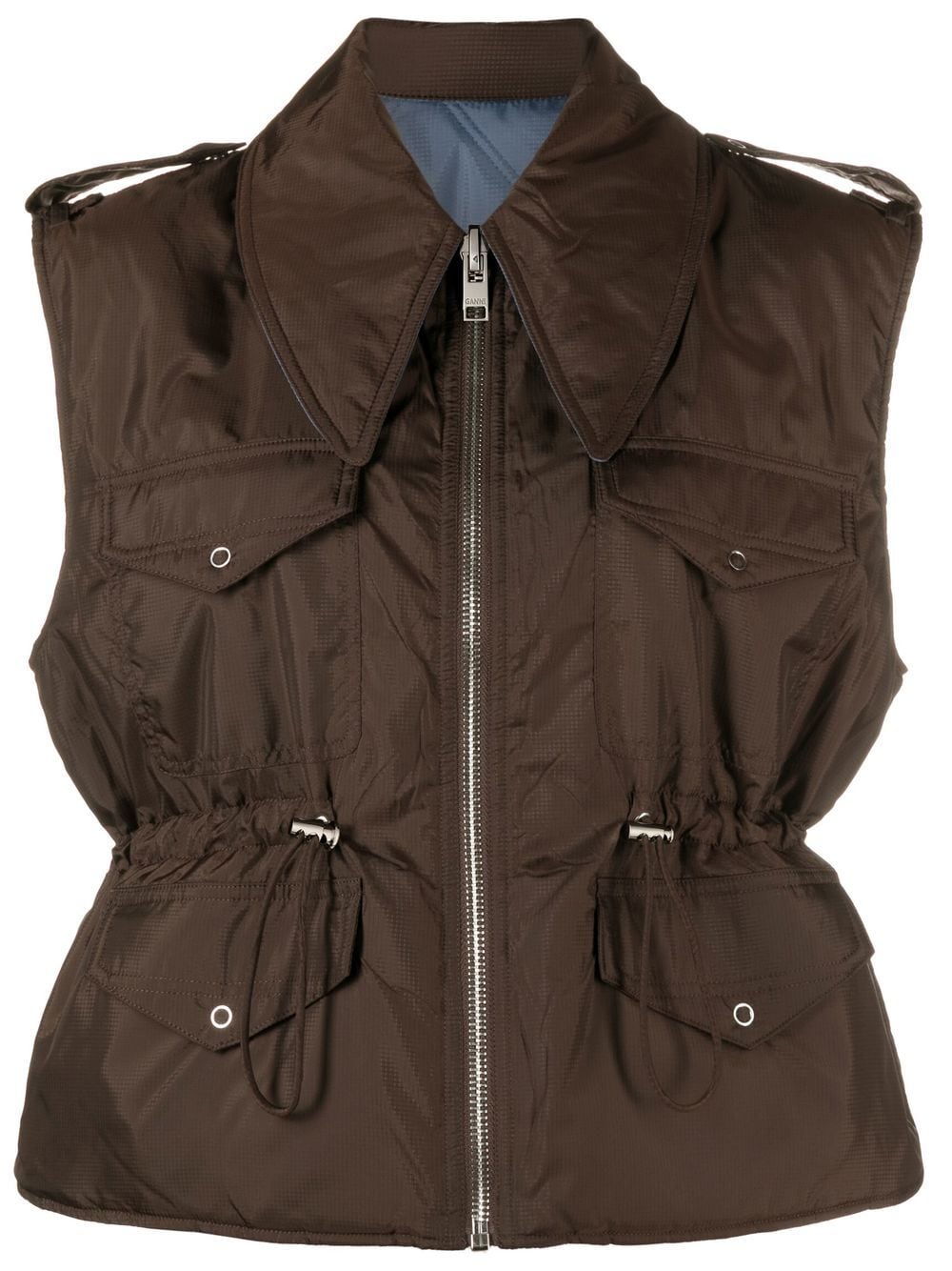 

GANNI sleeveless drawstring gilet - Brown