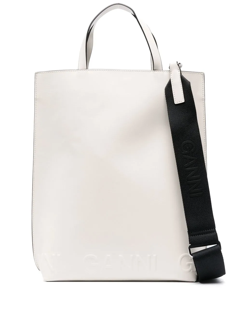 

GANNI embossed-logo tote bag - Neutrals