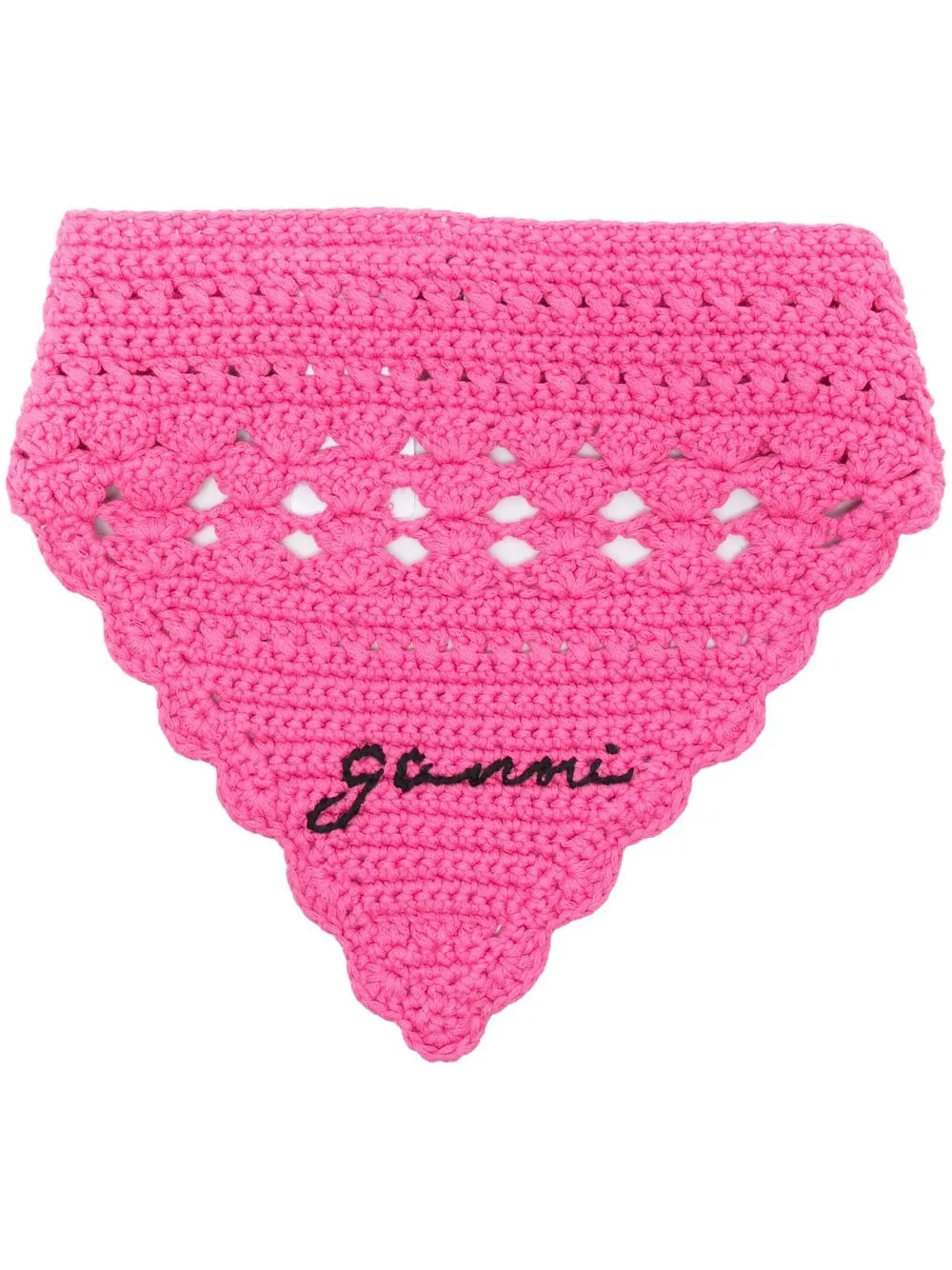 

GANNI embroidered-logo crochet bandana - Pink