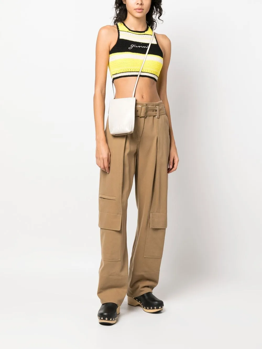 GANNI Crossbodytas met logo-reliëf - Beige