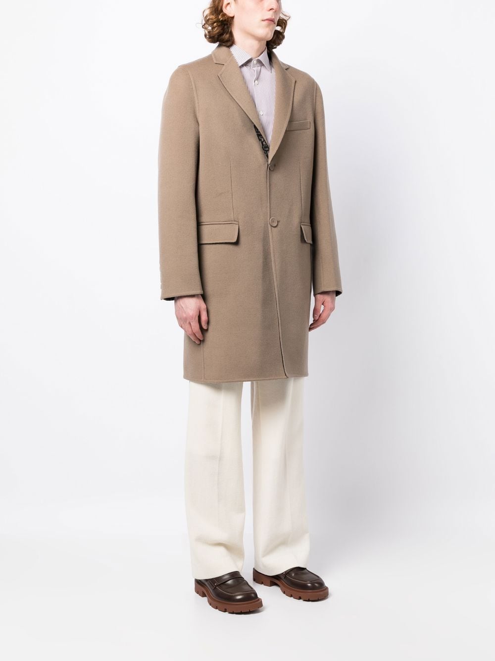 Shop Fendi Single-breasted Coat In Brown