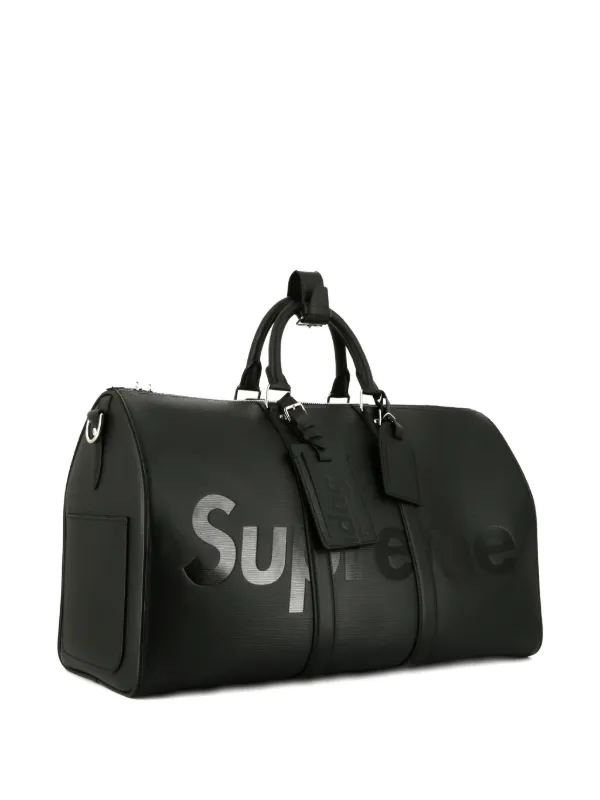 や*ま様 Supreme LOUIS VUITTONブラック バッグ Louis Vuitton Pre-Owned 2017 x Supreme Keepall Editions Limitées