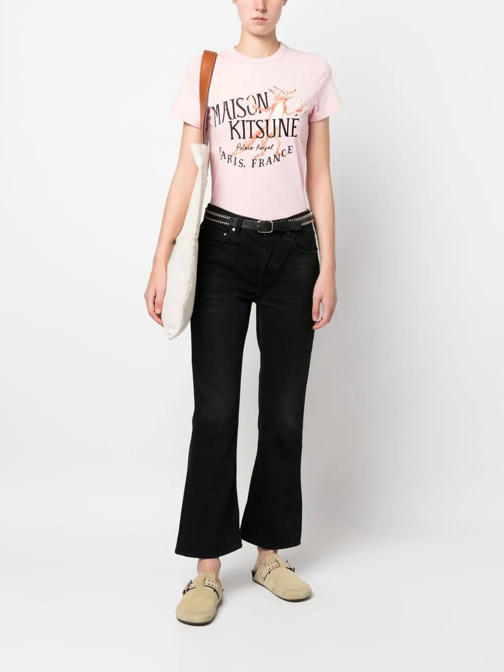 Maison Kitsuné T-shirt met logoprint - Roze