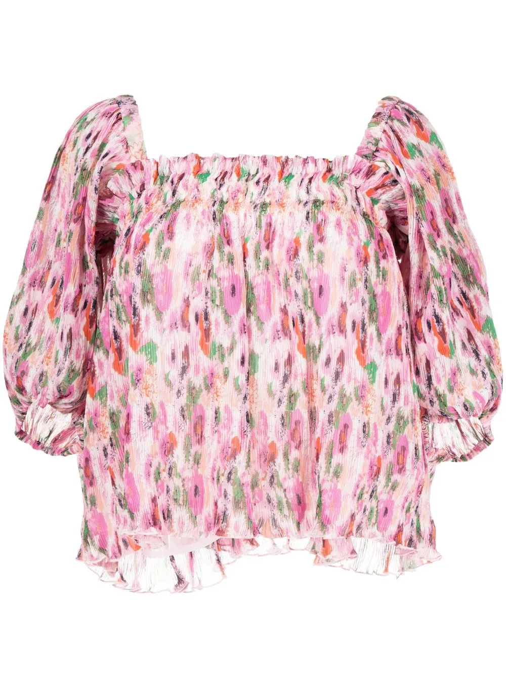 

GANNI floral-print smock top - Pink