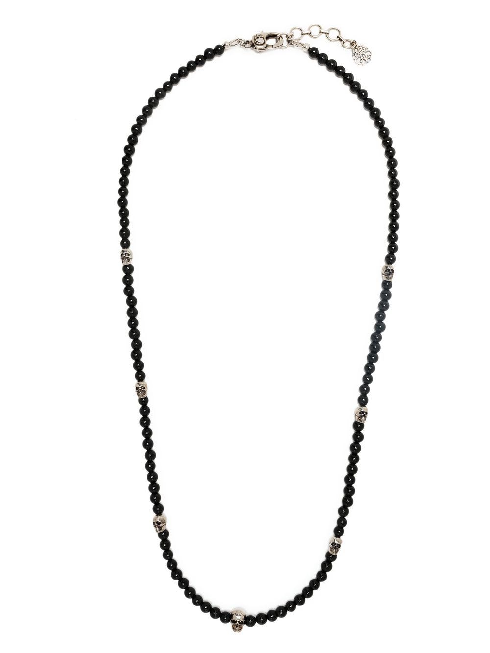 Shop Alexander Mcqueen Skull-charm Bead Necklace In Black
