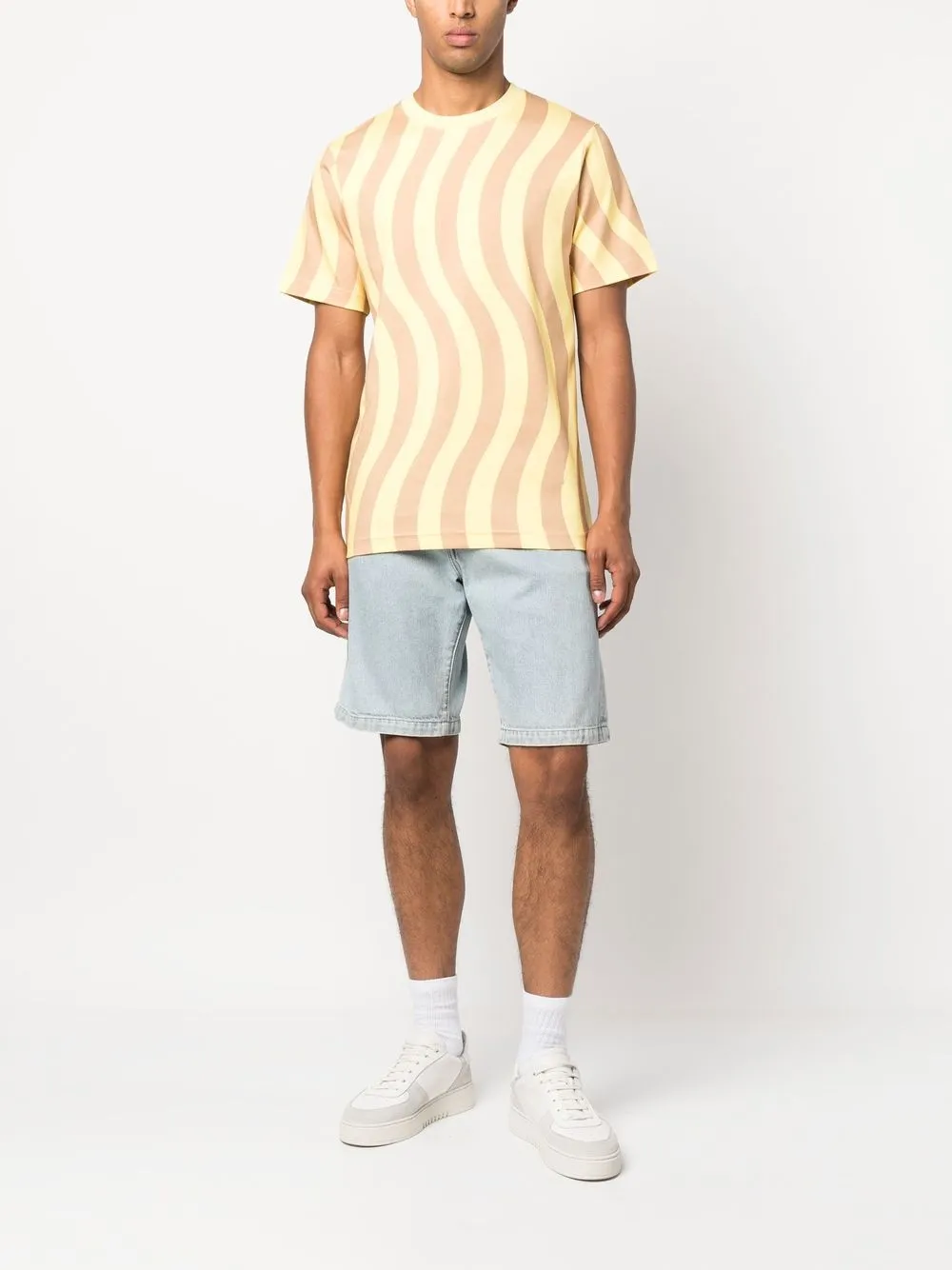 Shop Camper Wave-print Short-sleeve T-shirt In Yellow