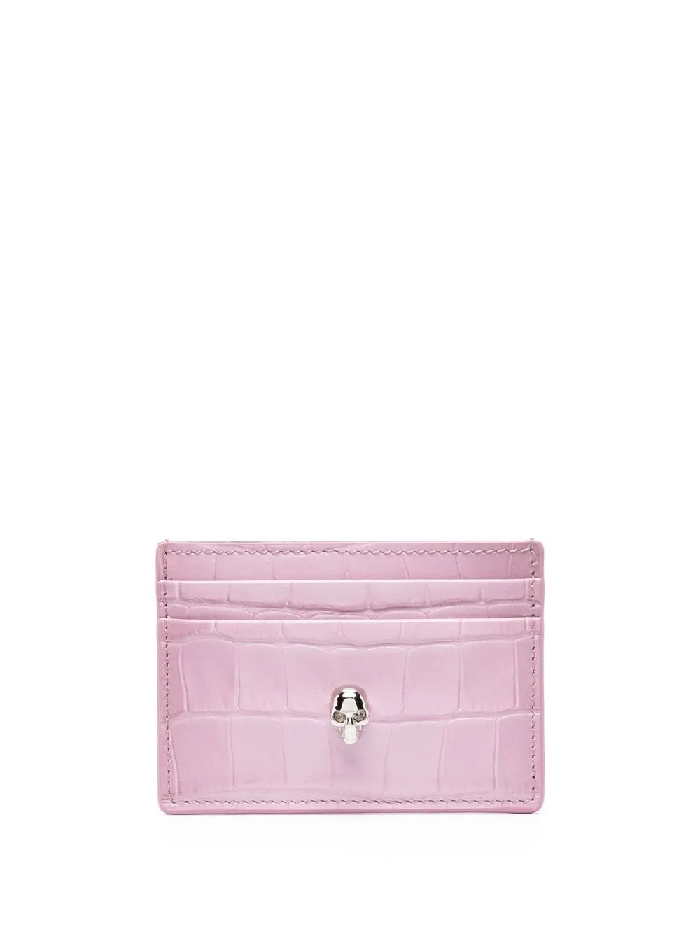 

Alexander McQueen Skull-plaque leather cardholder - Pink