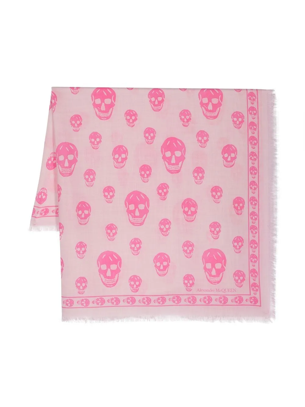 

Alexander McQueen Skull-print wool scarf - Pink