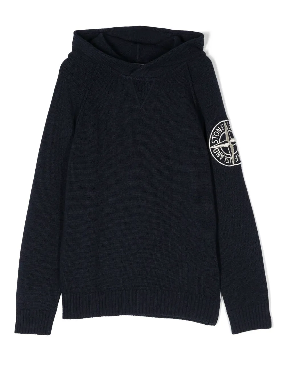 

Stone Island Junior Compass-embroidered knitted hoodie - Blue