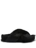 Jil Sander crossover-strap fur slides - Black