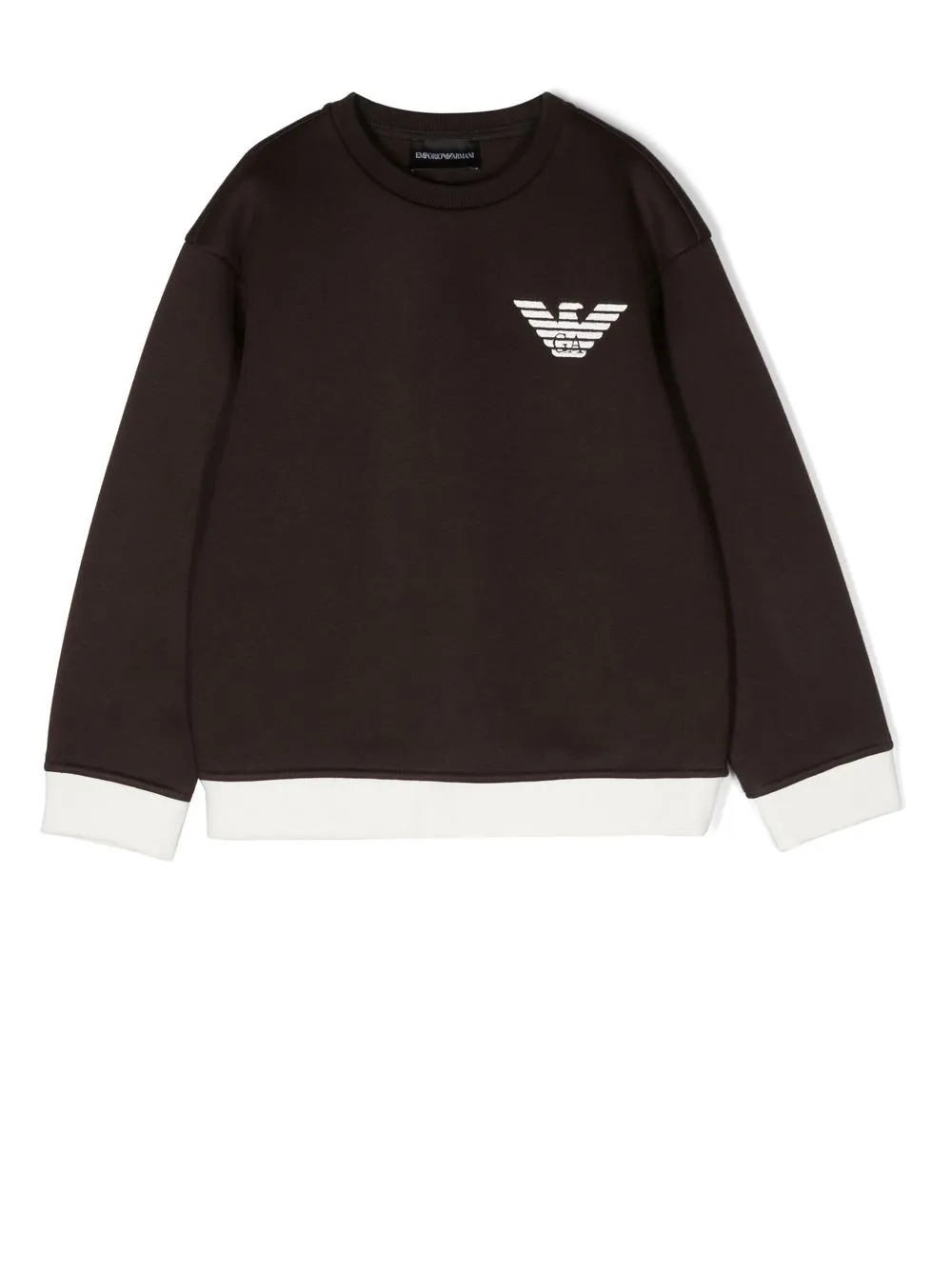 

Emporio Armani Kids logo-embroidered two-tone sweatshirt - Brown