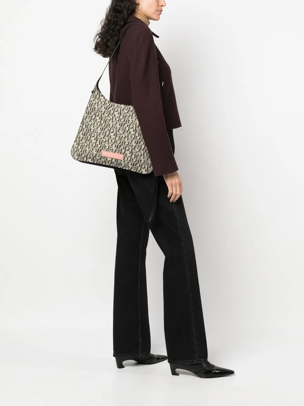 Acne Studios Schoudertas met monogram - Zwart