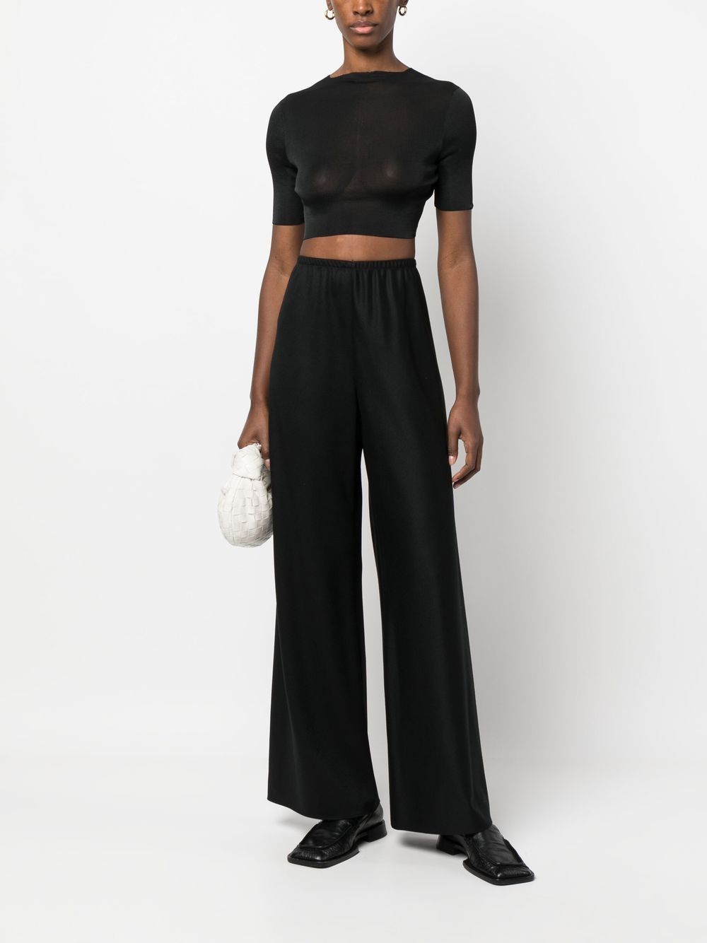 Shop The Row High-waisted Wide-leg Trousers In Black