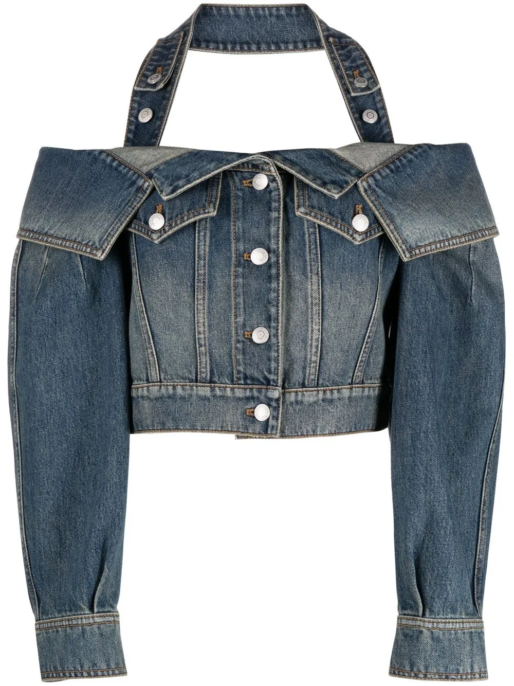 

Alexander McQueen cut-out denim jacket - Blue