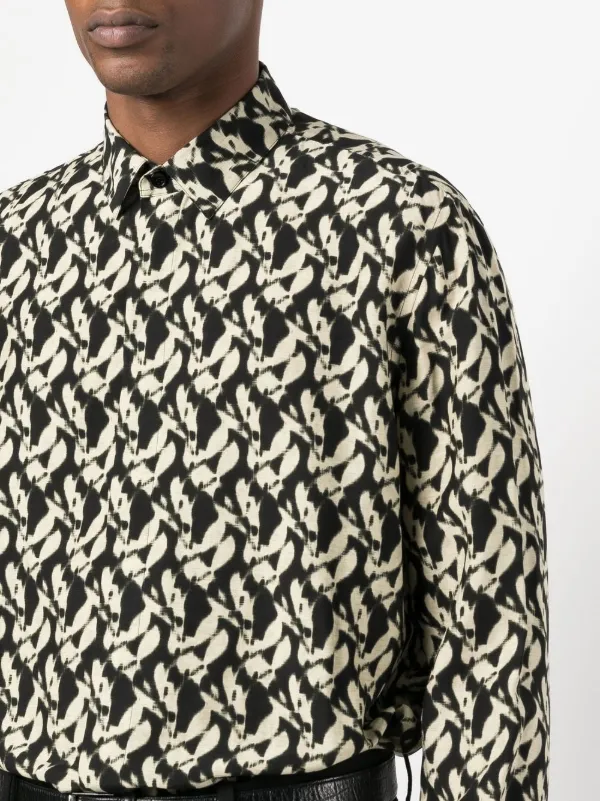 Saint Laurent abstract print Cotton Shirt Black FARFETCH AU