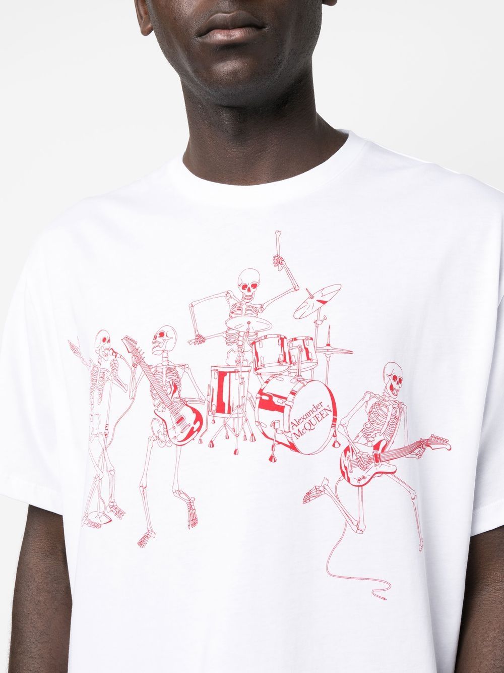 Shop Alexander Mcqueen Skeleton Band-print Short-sleeved T-shirt In 白色