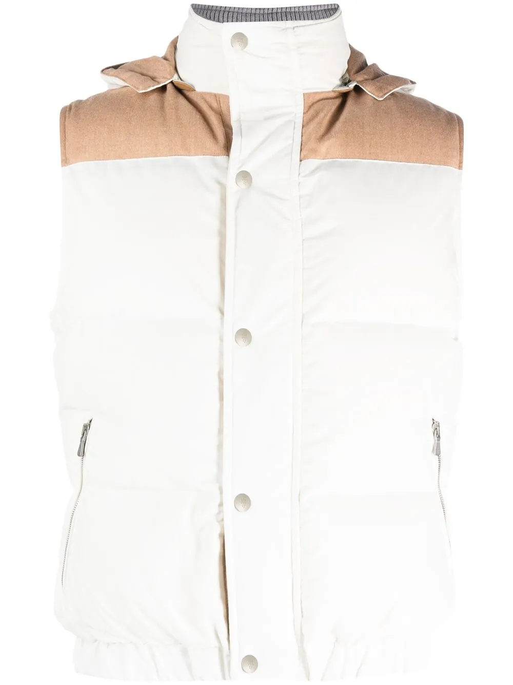 

Eleventy panelled hooded gilet - White