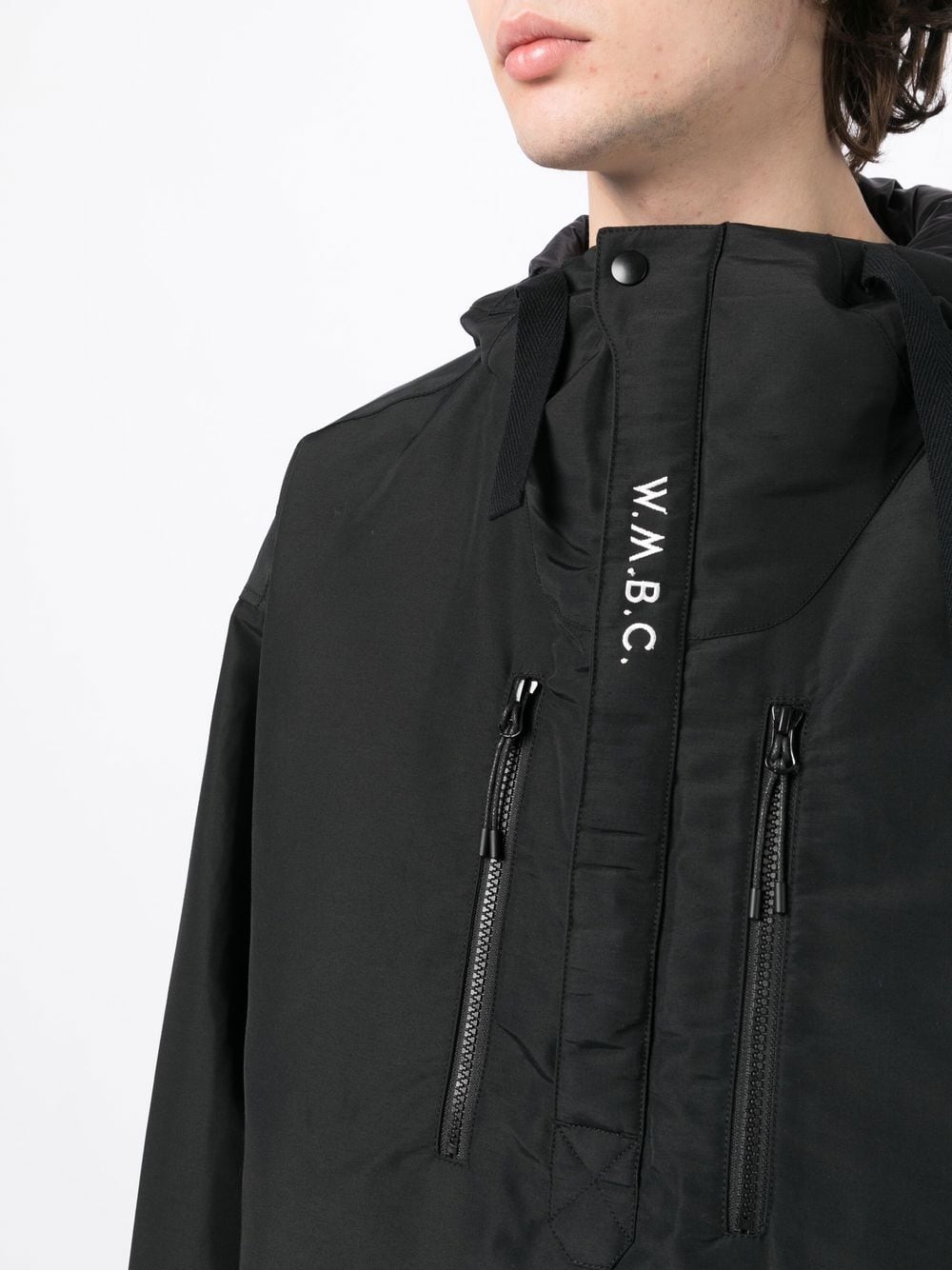 Shop White Mountaineering Half Zip-up Padded Jacket In 黑色