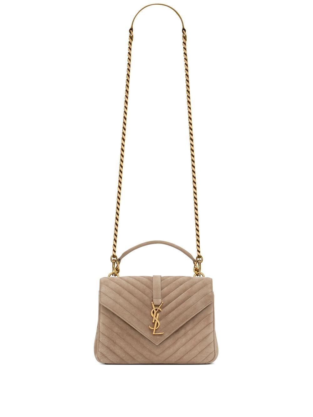 Saint Laurent College Quilted Shoulder Bag In Neutrals