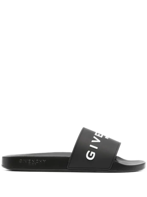 Givenchy Black Logo-Print Pool Slides Black FARFETCH UK