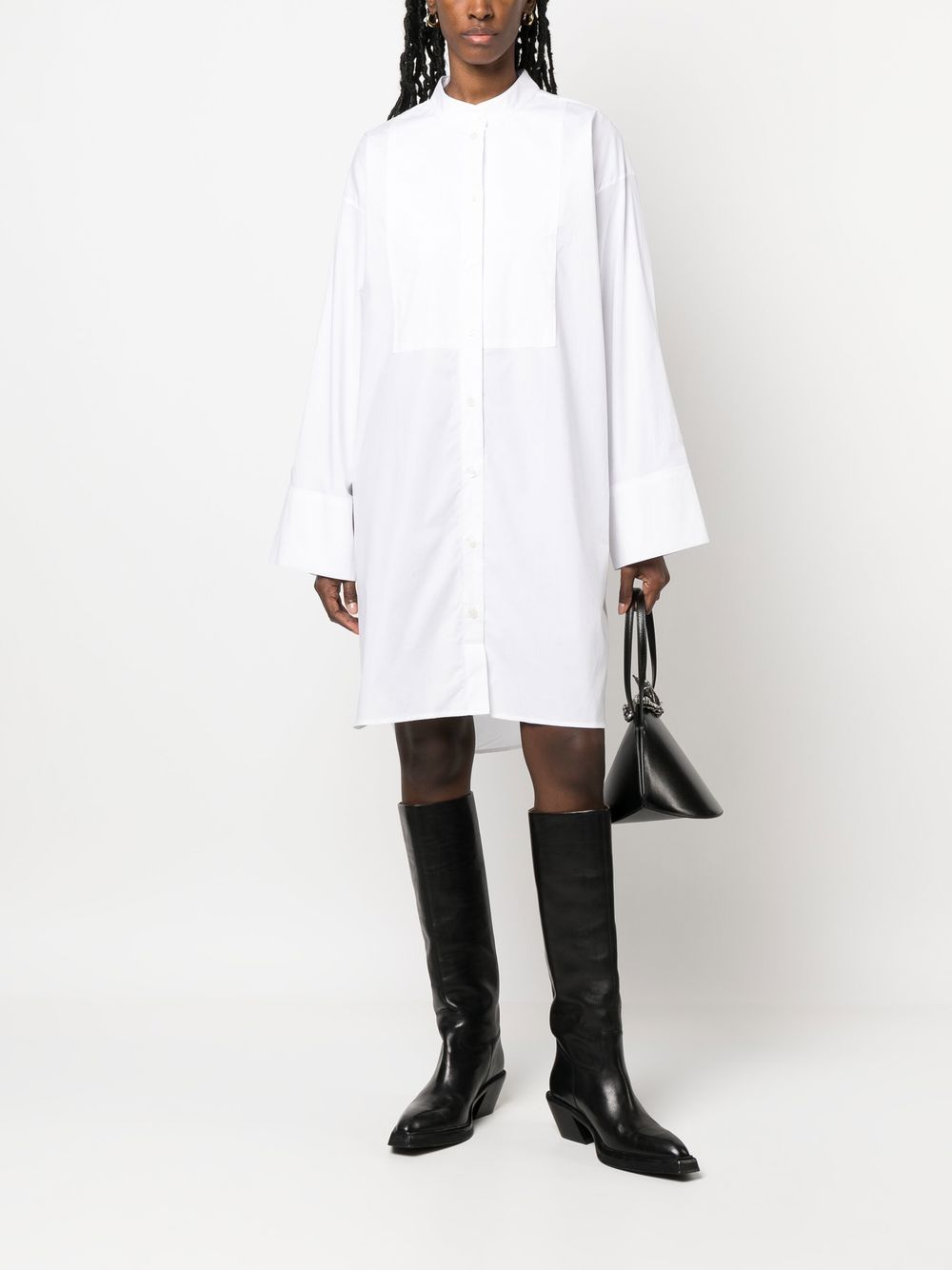 Acne Studios collarless shirt dress - Wit