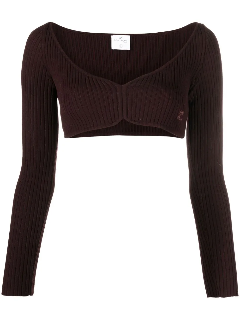 

Courrèges ribbed-knit cropped top - Brown