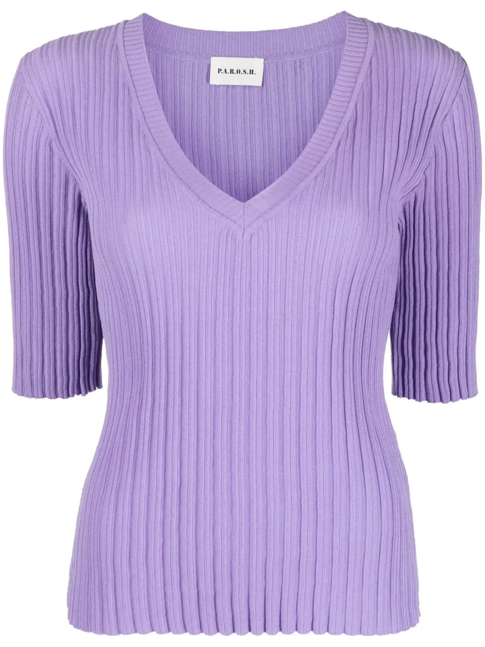 P.a.r.o.s.h Ribbed-knit V-neck Top In Violett