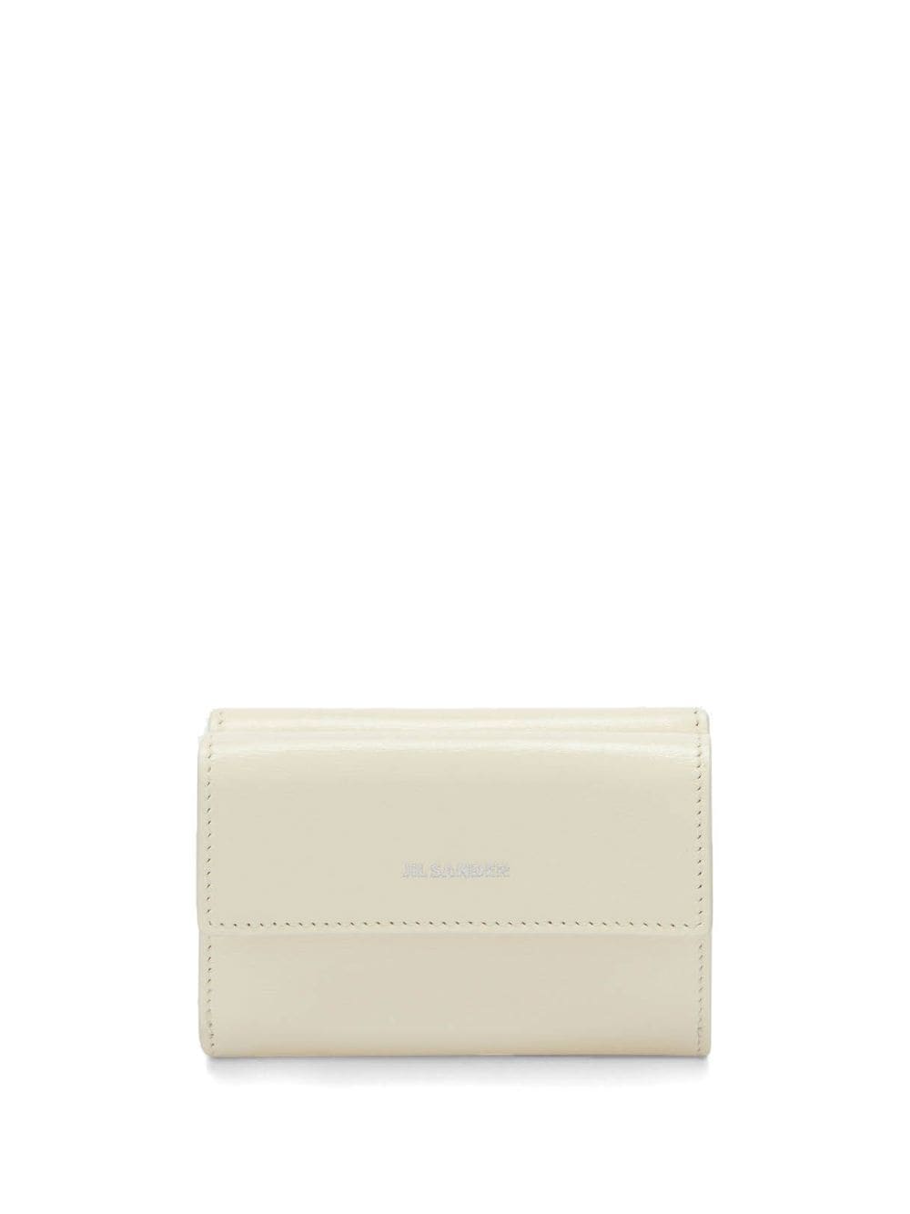 Jil Sander Logo-embroidered Leather Purse In Neutrals