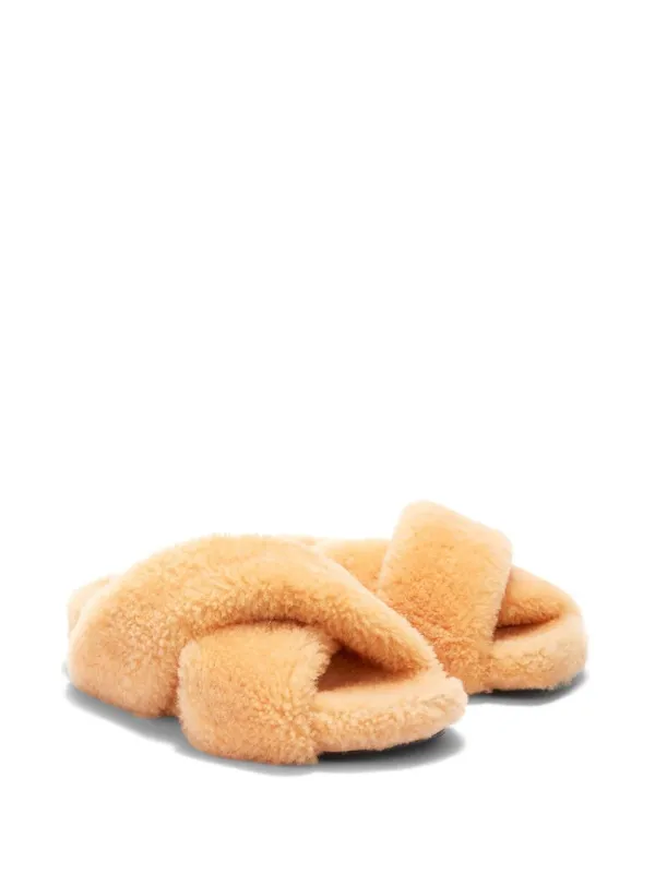 Jil Sander Shearling Crossover Slides Farfetch